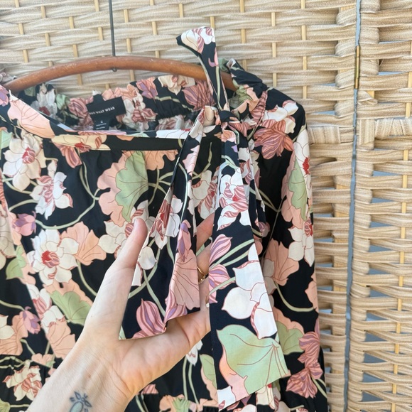 Who What Wear Black Floral Tie-Waist Maxi Skirt, Bohemian Summer Skirt Size L - Picture 4 of 6